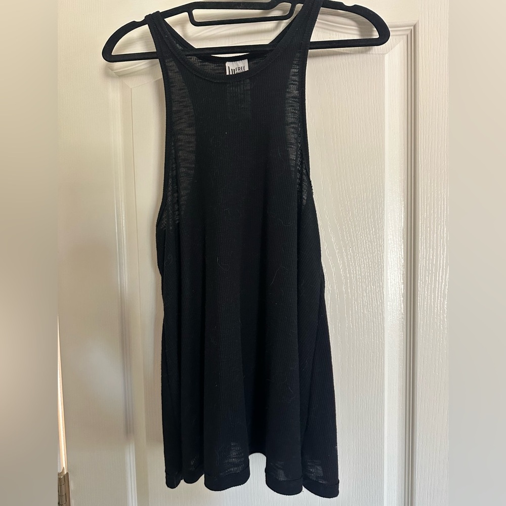 Free People Black textured knit tank